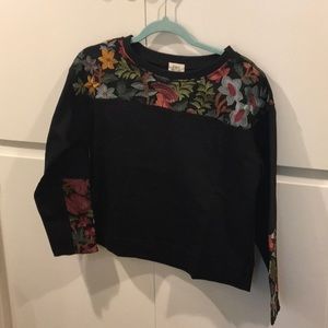 Anthropology embroidered black sweatshirt